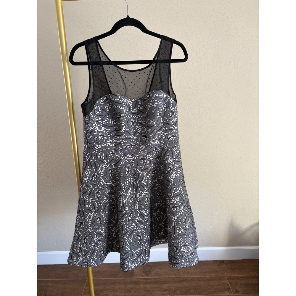 Betsey Johnson Dress Lace‎ Brocade Mesh Polka Dot Cocktail Retro Glam Party